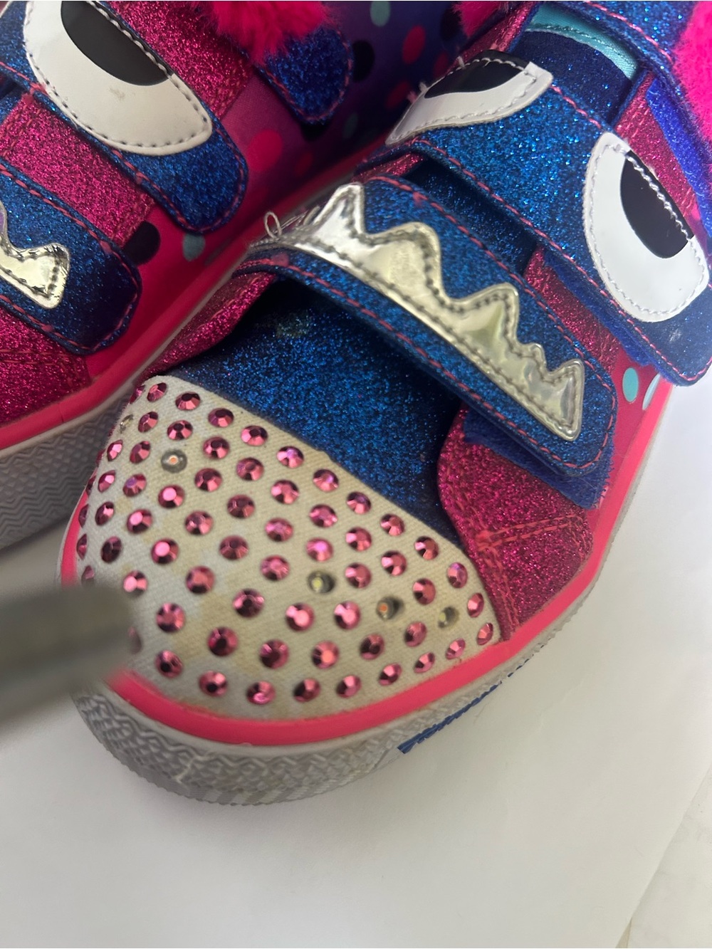 NWT Skechers Twinkle-Toes Girls' Glitter Monster Slip-On Sneakers - Pink & Blue - Picture 13 of 13